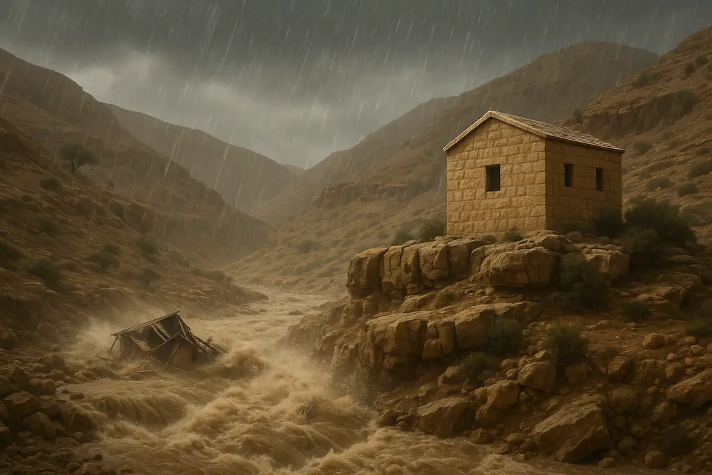 Bouwen op de Rots. De wijzen en dwaze bouwer.